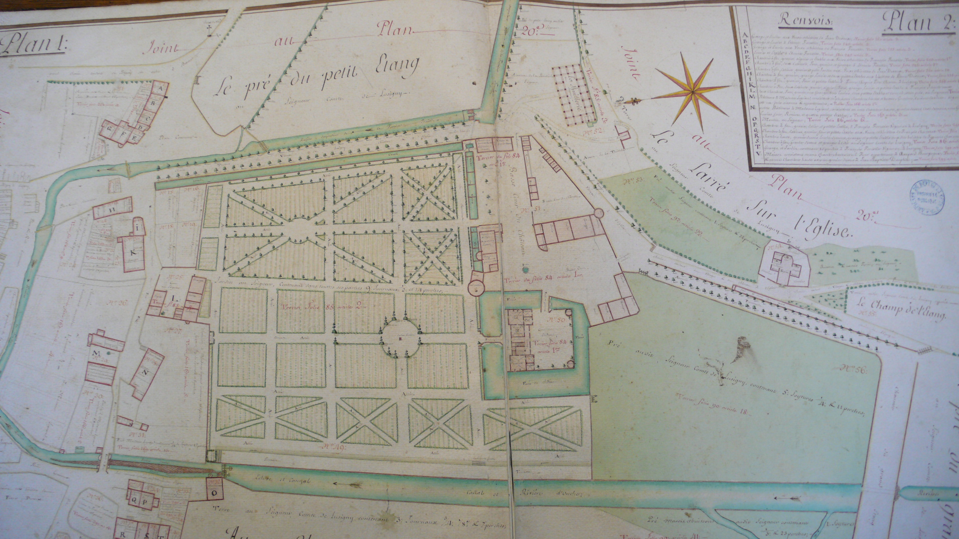 Plan du château et de son parc en 1775 Plan du château et de son parc en 1775